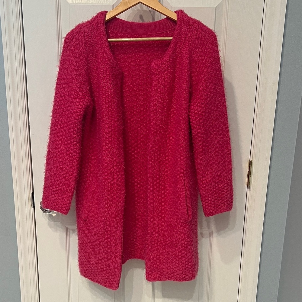 Elegant Fuchsia Open-Front Cardigan